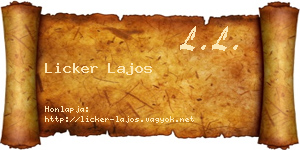 Licker Lajos névjegykártya